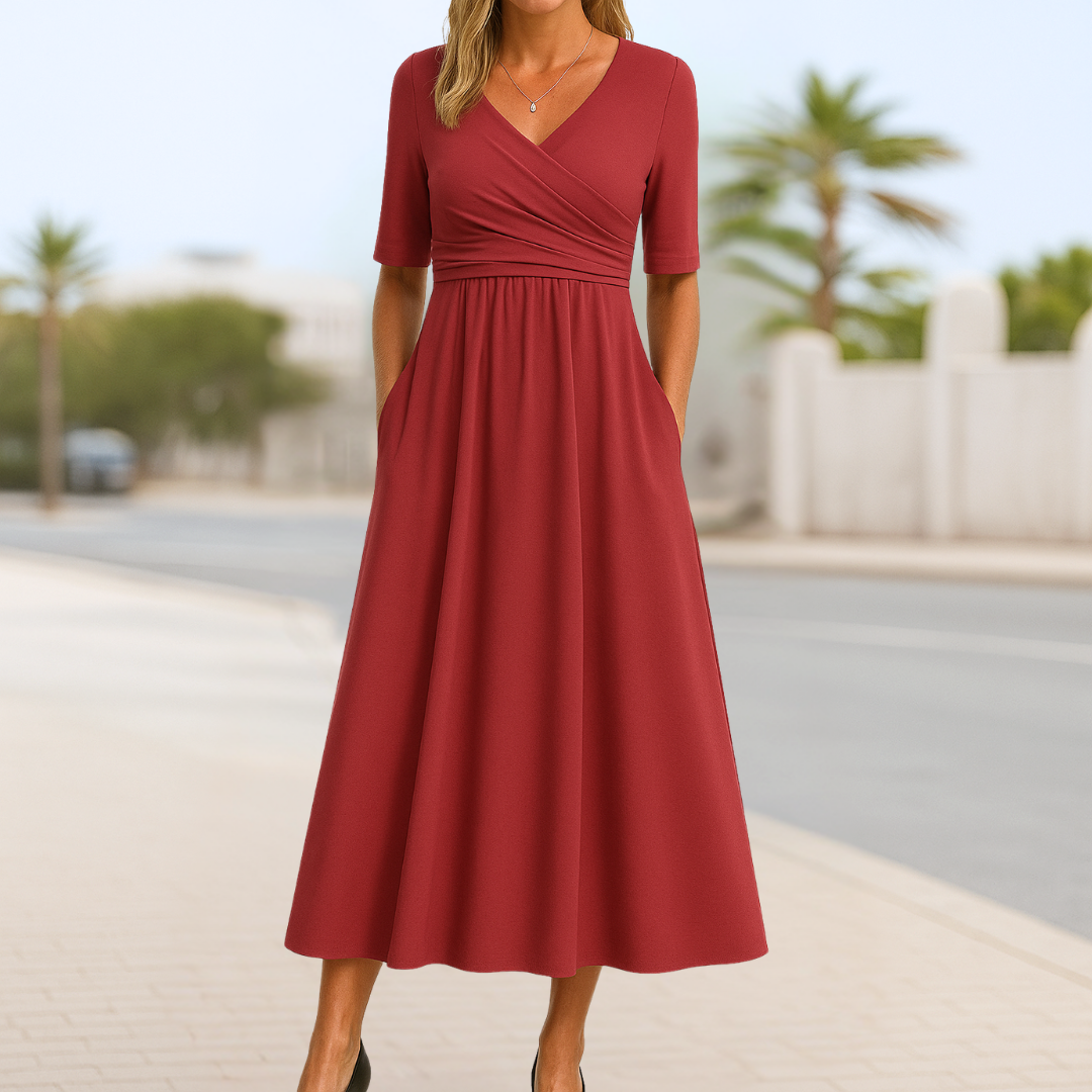 Elanora | Chic Cross-Wrap Midi Kjole