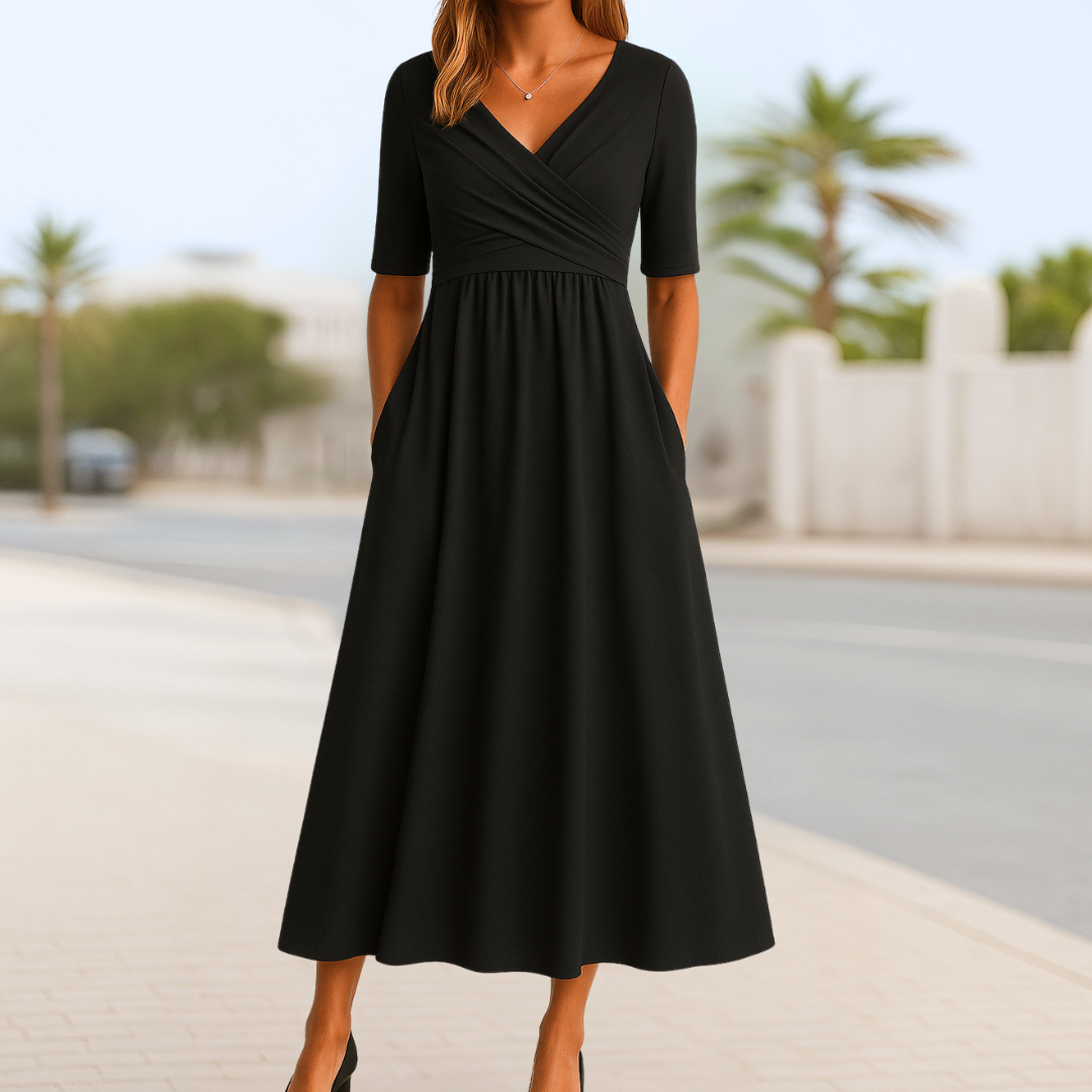 Elanora | Chic Cross-Wrap Midi Kjole