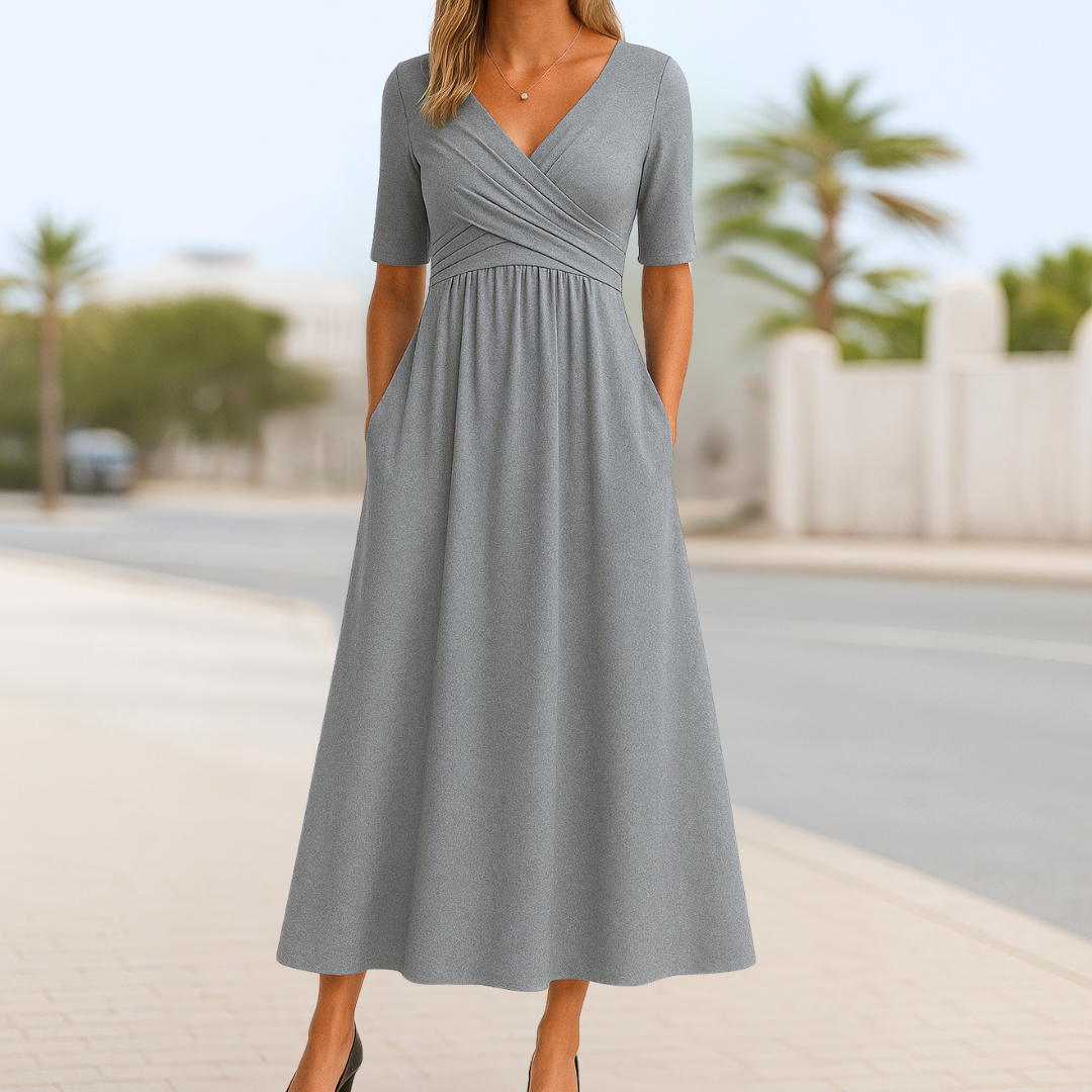 Elanora | Chic Cross-Wrap Midi Kjole