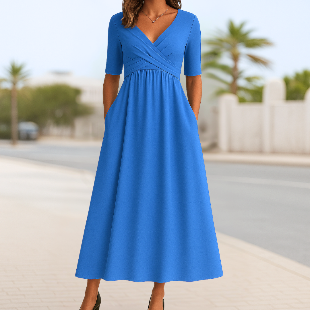 Elanora | Chic Cross-Wrap Midi Kjole