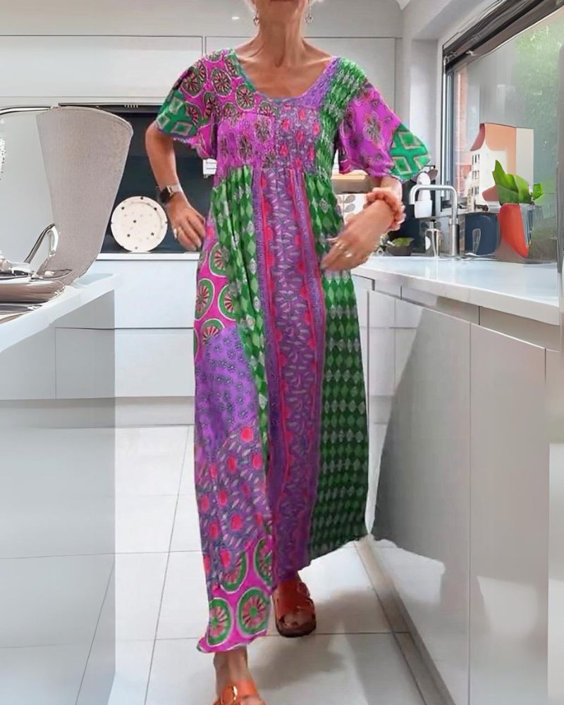 Amara | Farverig Boheme Kjole