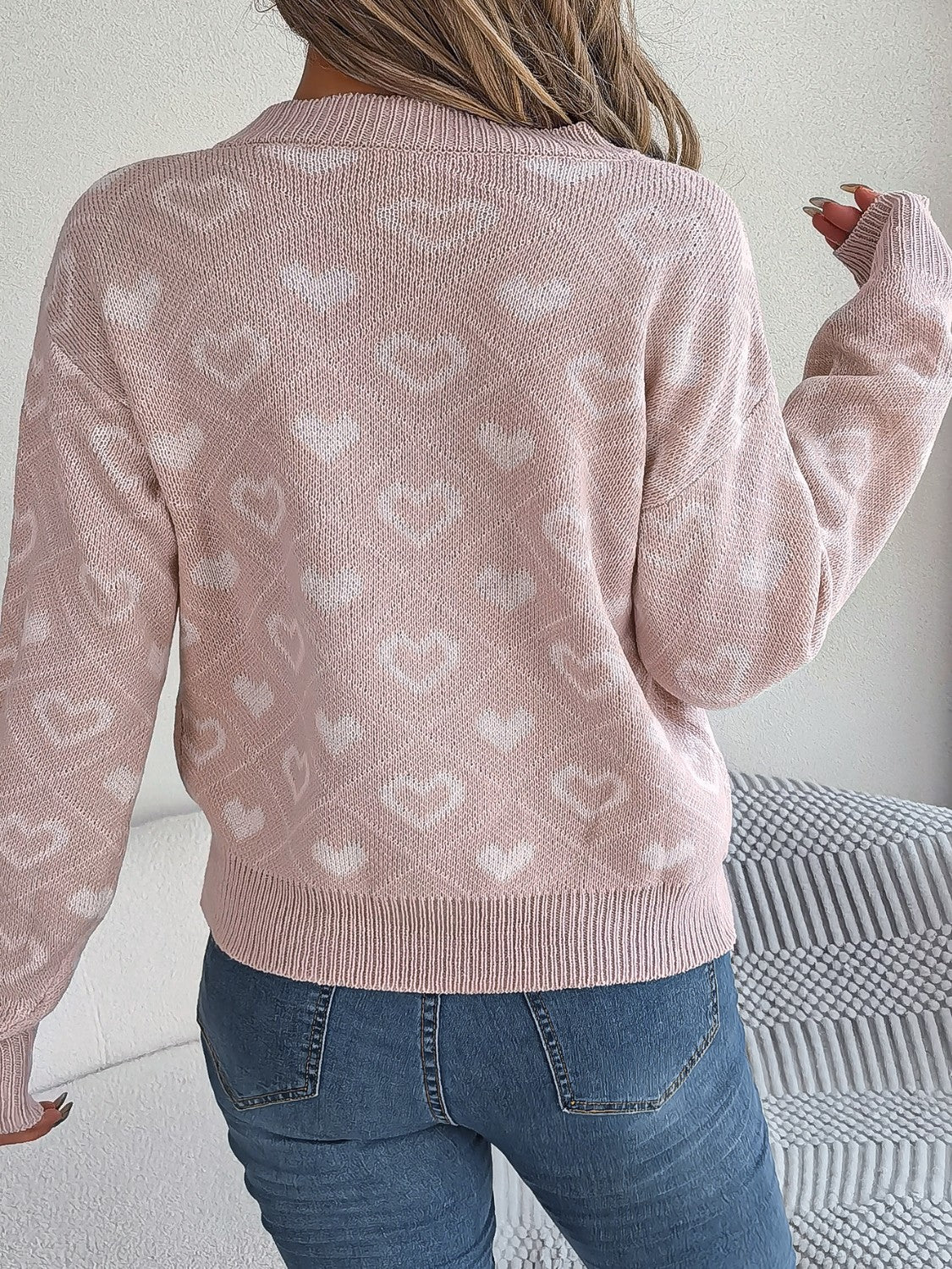 Arlena | Hjerte-Strik V-Hals Sweater