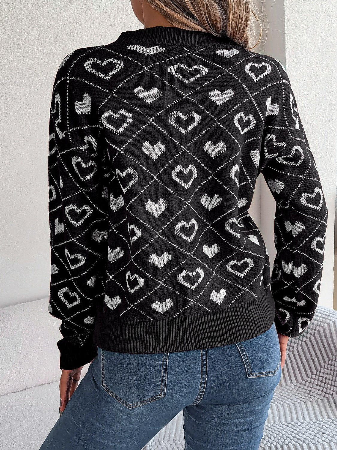 Arlena | Hjerte-Strik V-Hals Sweater