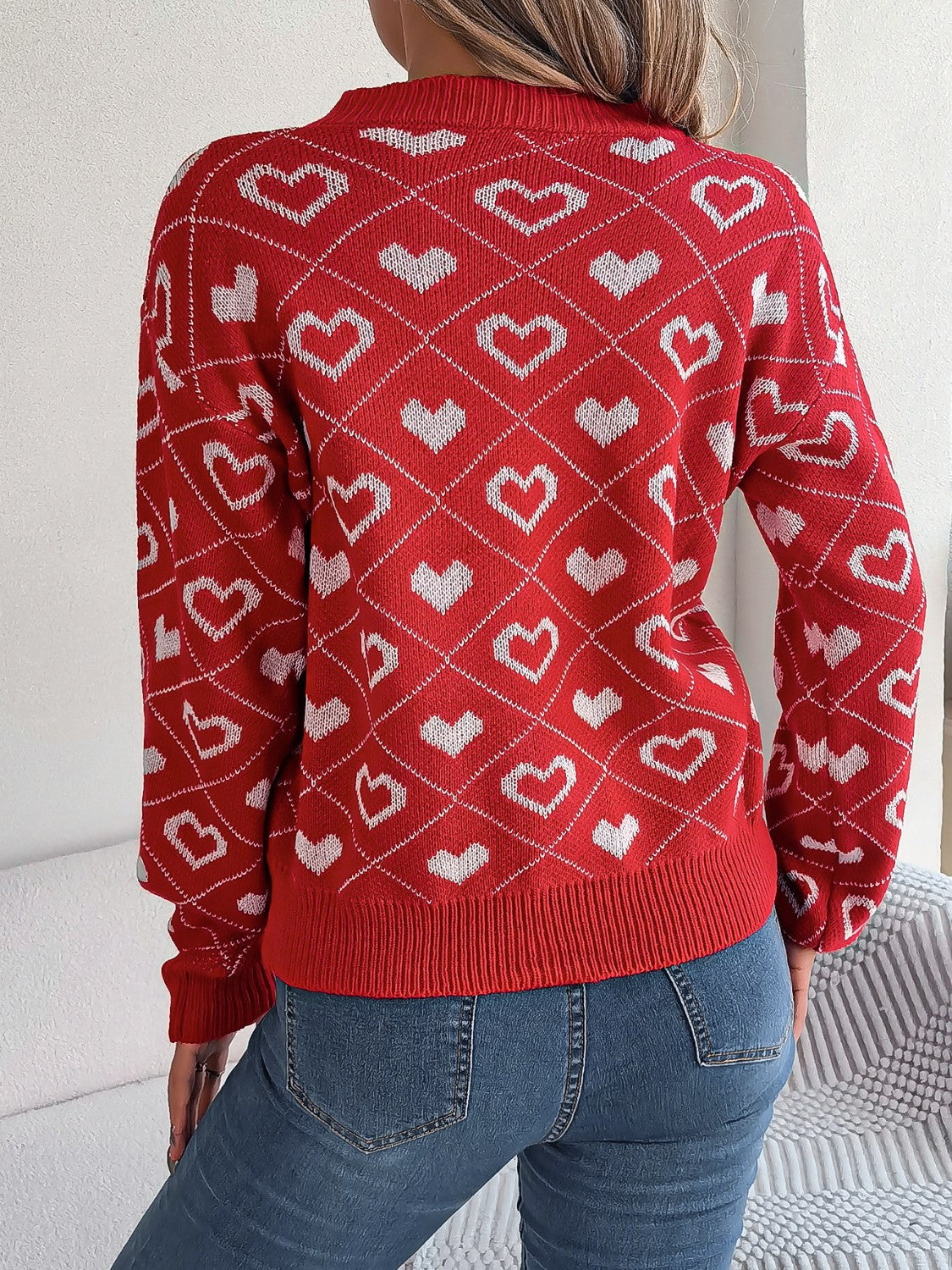 Arlena | Hjerte-Strik V-Hals Sweater