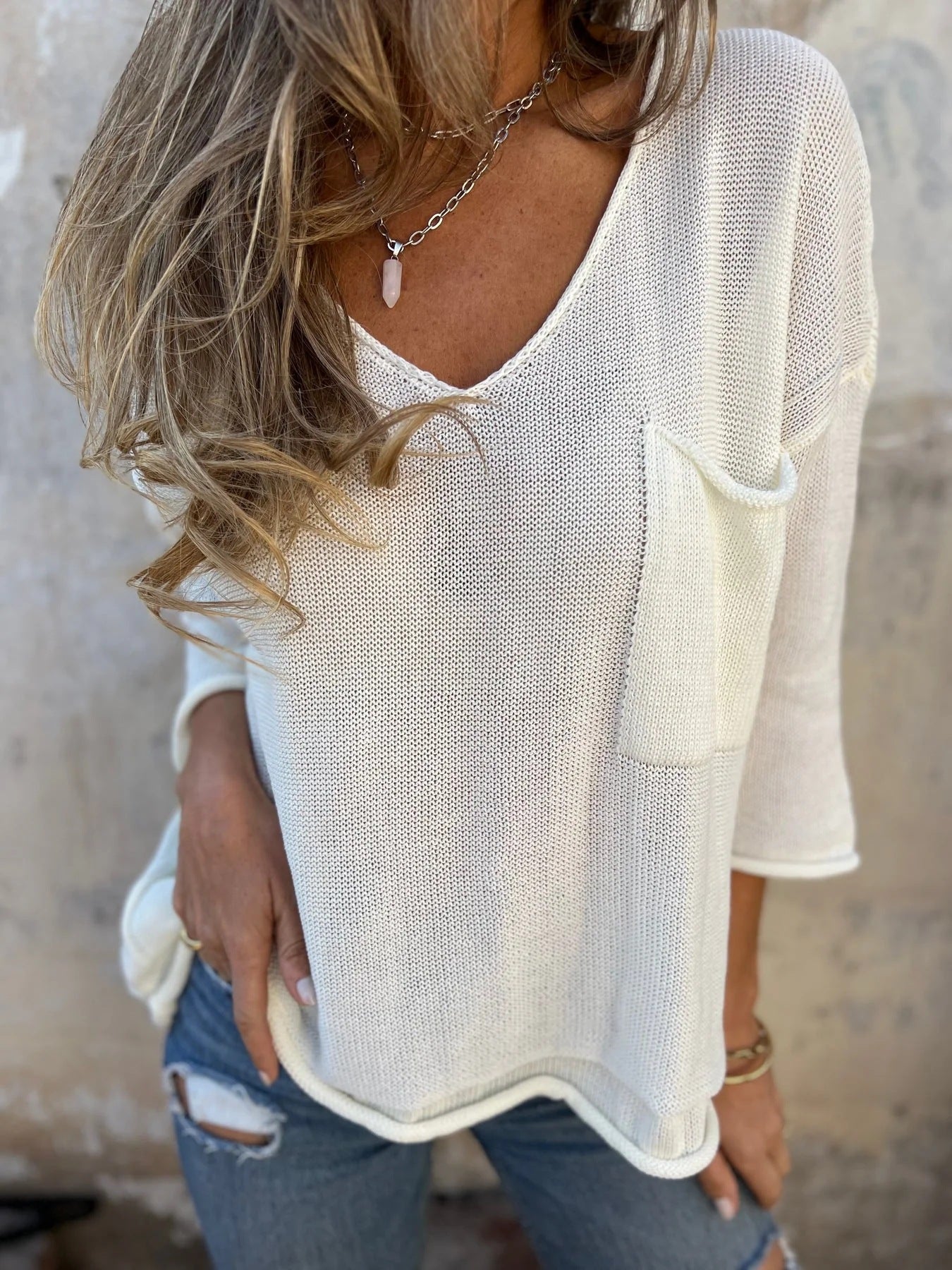 Celina | Elegant V-Hals Strikket Sweater