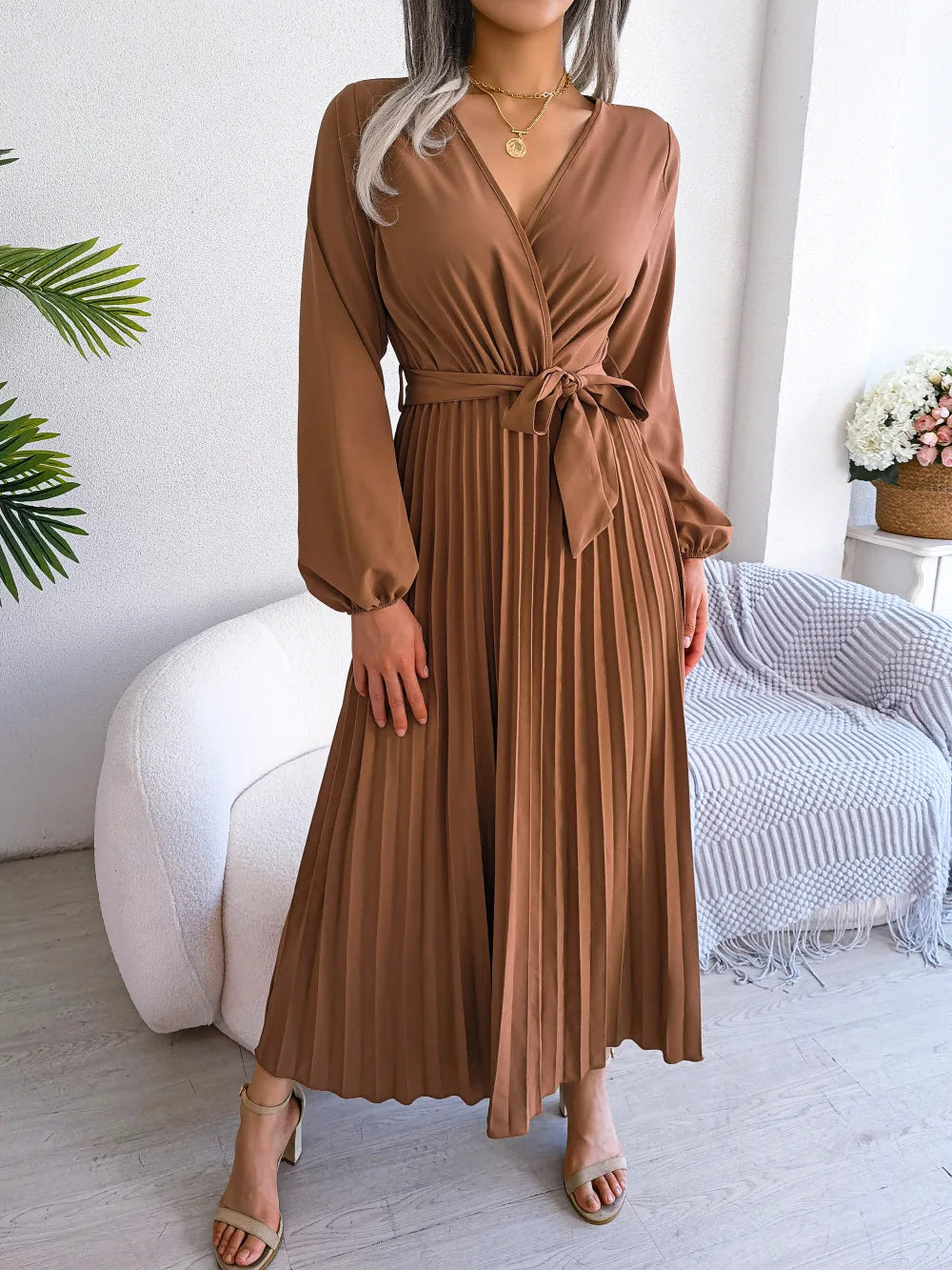 Alessia | Elegant Plisseret Maxikjole