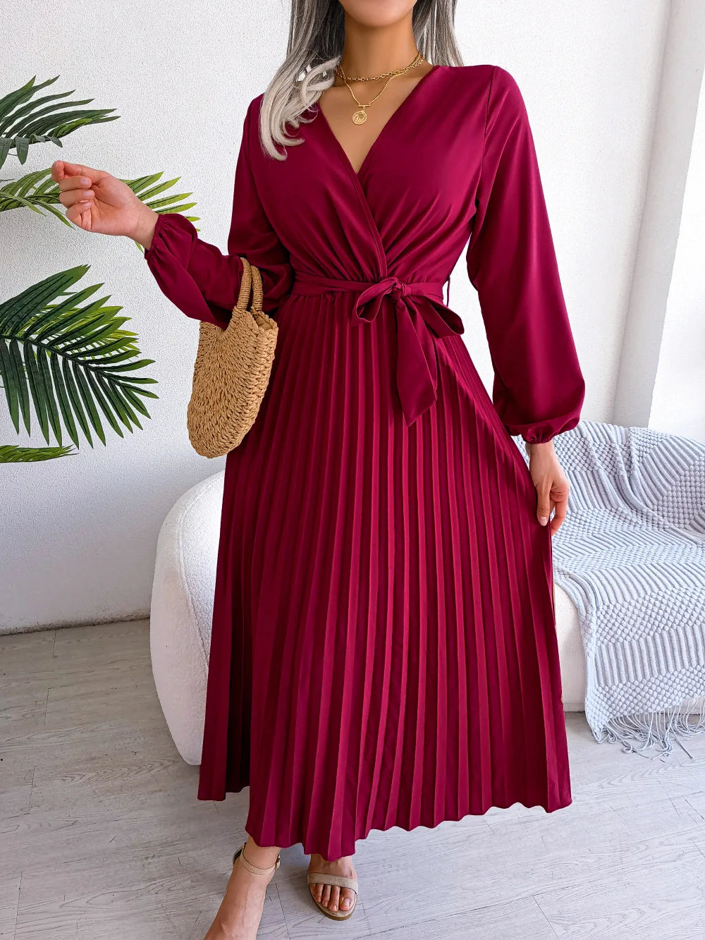 Alessia | Elegant Plisseret Maxikjole