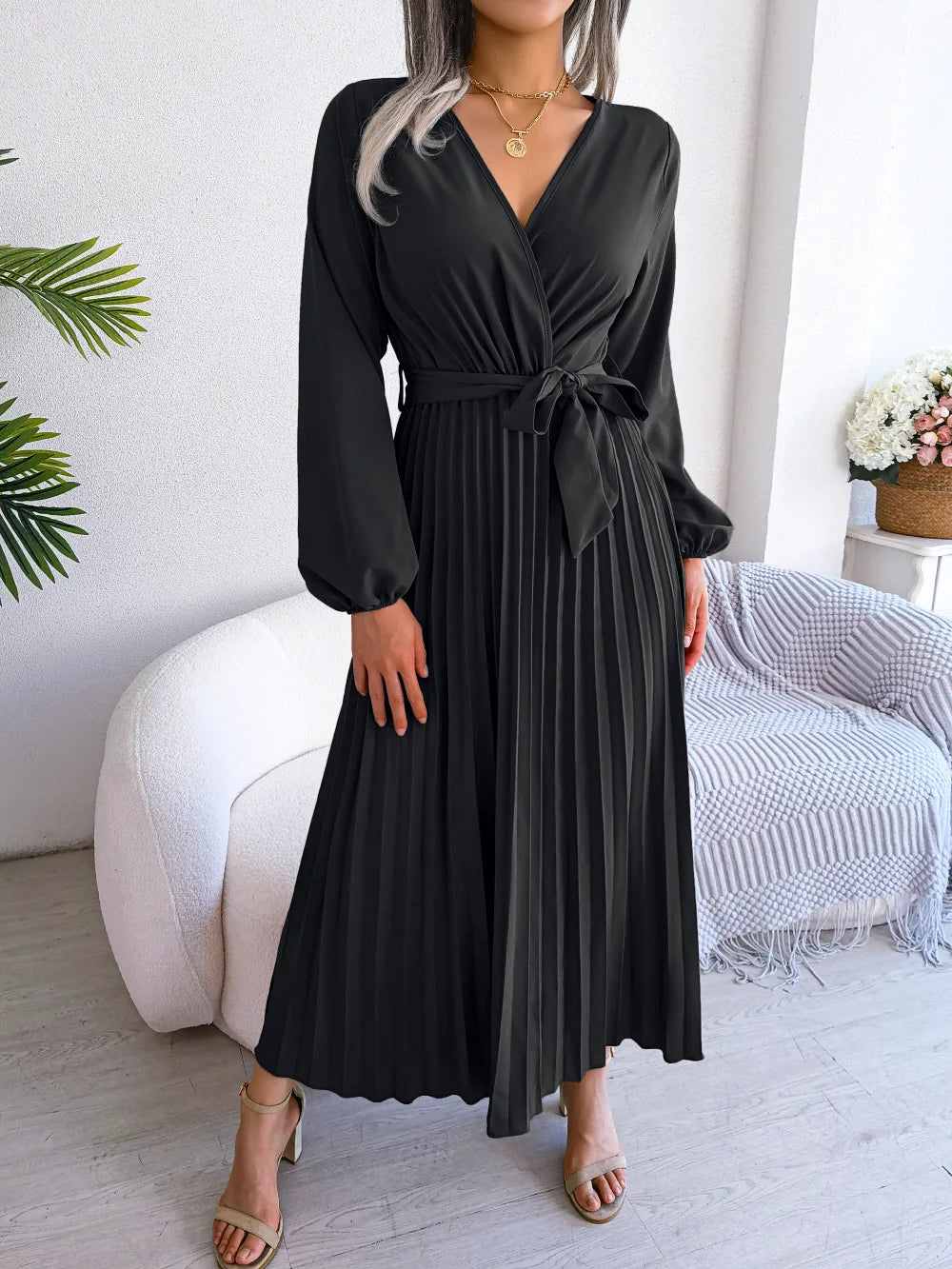 Alessia | Elegant Plisseret Maxikjole
