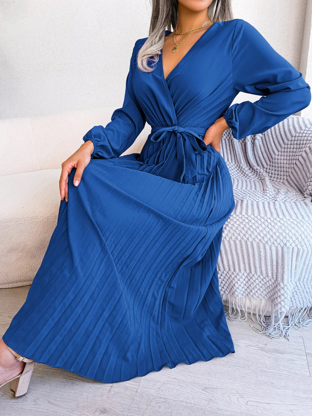 Alessia | Elegant Plisseret Maxikjole