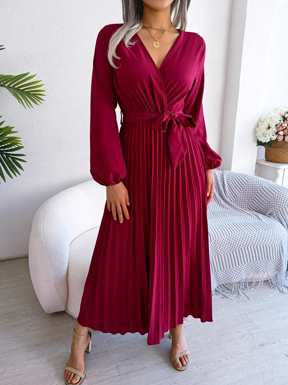 Alessia | Elegant Plisseret Maxikjole