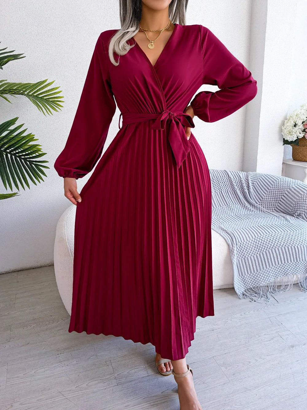 Alessia | Elegant Plisseret Maxikjole