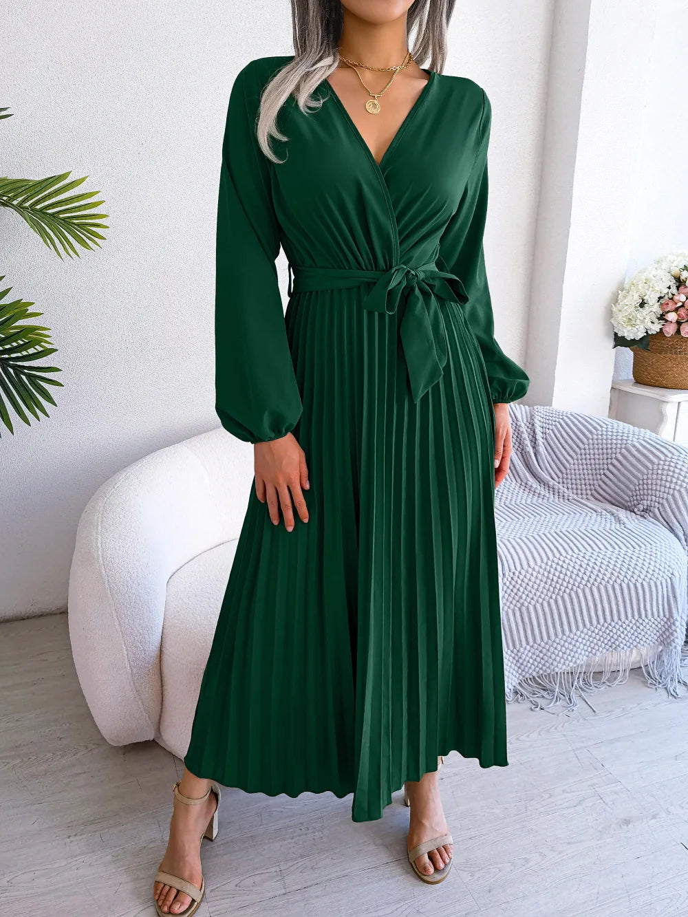 Alessia | Elegant Plisseret Maxikjole